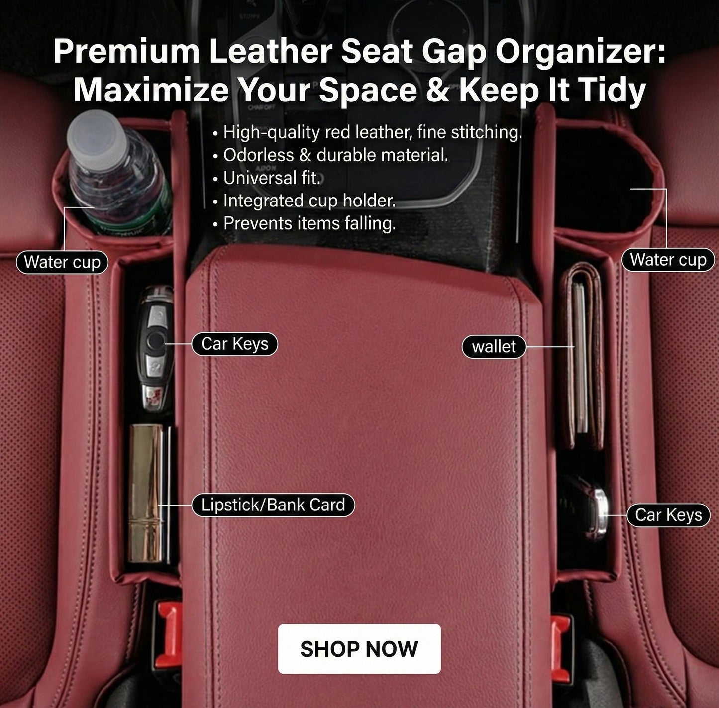 Car Leather Cup Holder Gap Bag PRO