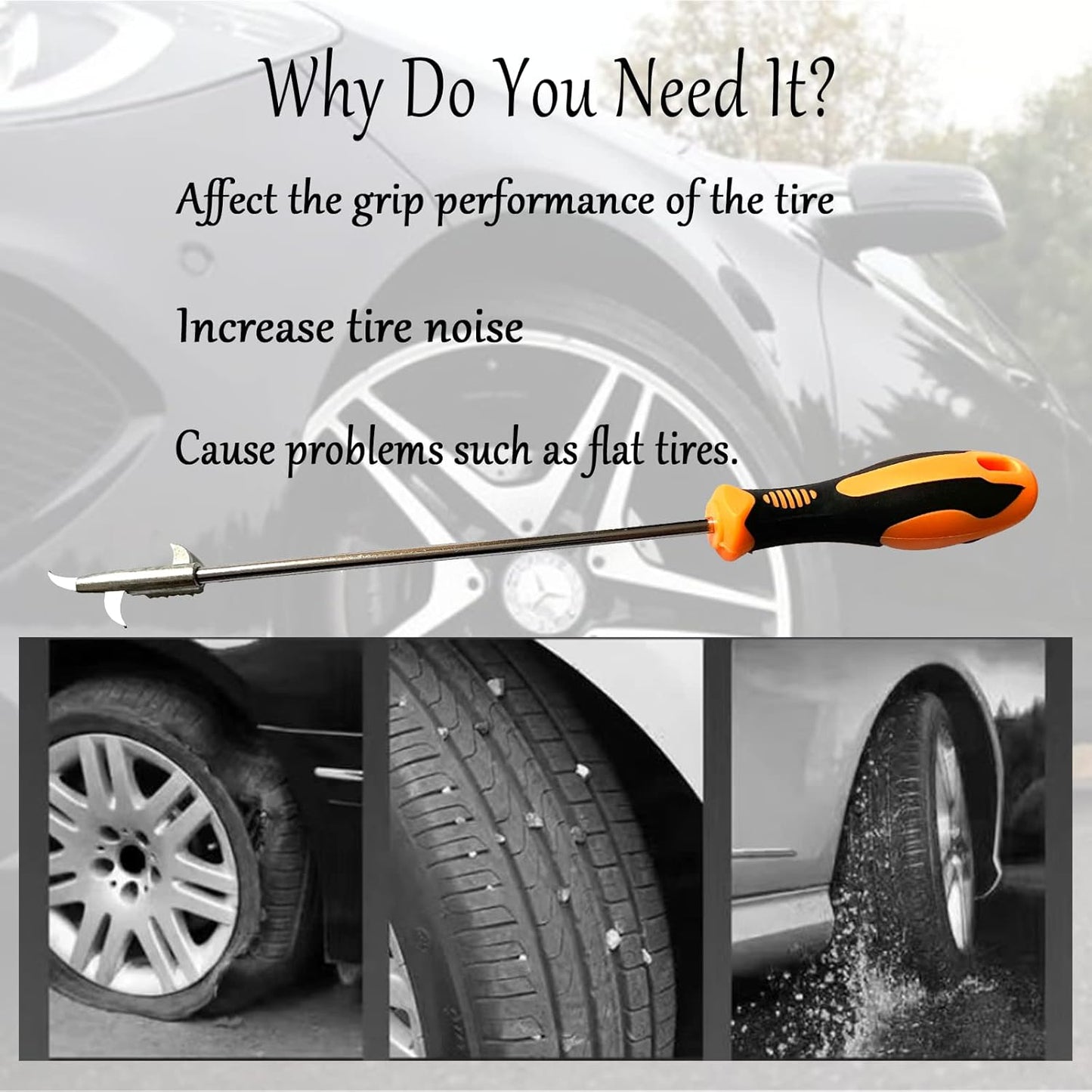 Multifunctional Stainless Steel Tire Stone Removal & Wheel Cleaning Tool